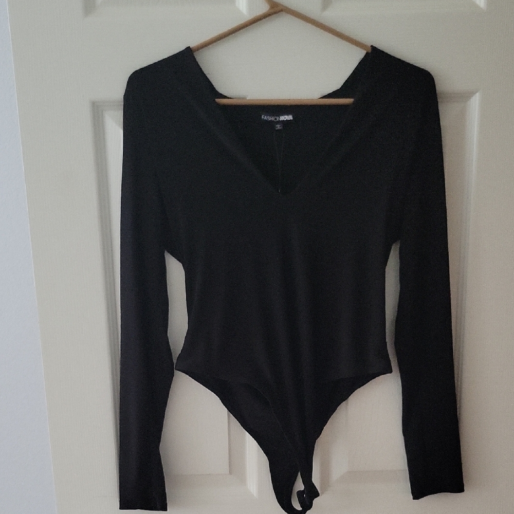 Fashion Nova Black Long Sleeve Bodysuit